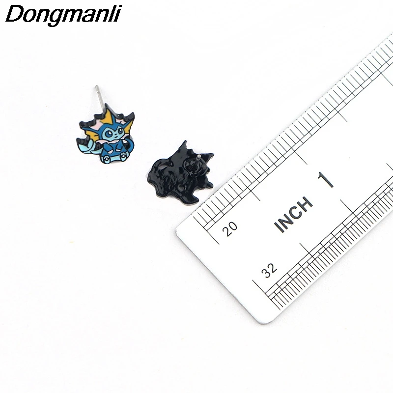 P4189 Dongmanli милые серьги Eevee Elf, пирсинг для уха, детские милые серьги для женщин, эмалевые серьги, вечерние ювелирные изделия, подарки для девочек