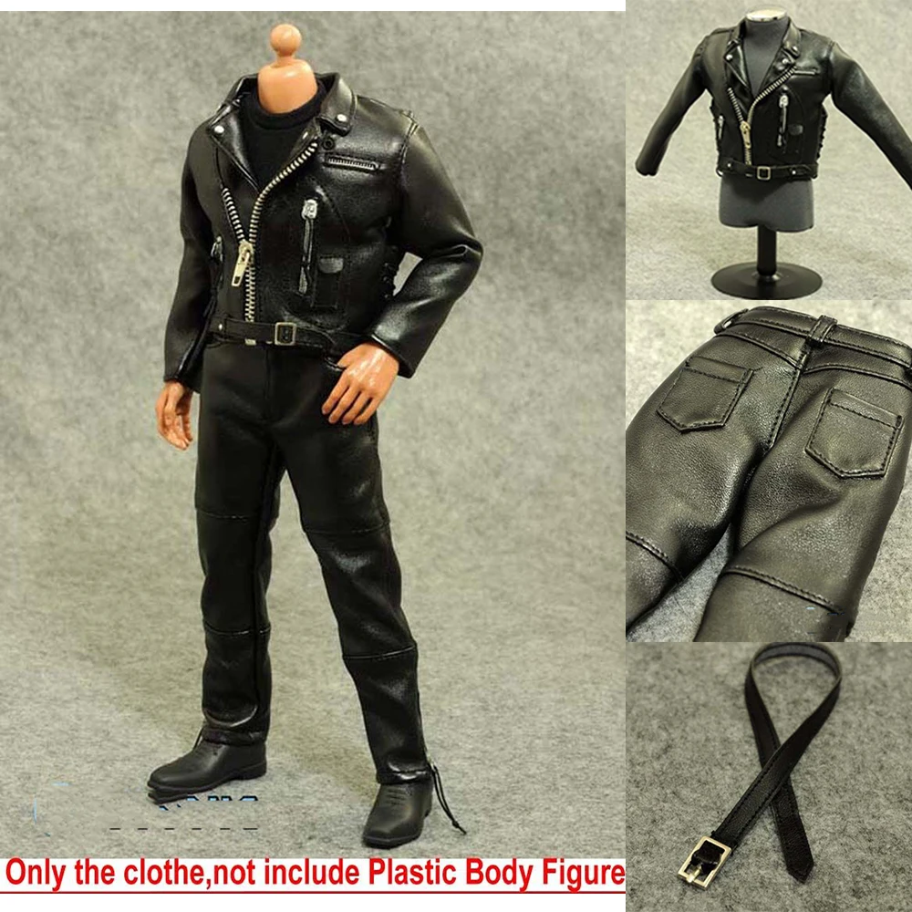 1:6 Black Cloth Female Clothes Motorcycle Clothing Set for 12" Action Figure 