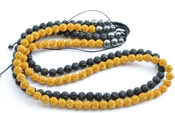 

Promotion!12mm Best gold micro pave CZ Disco Beads black crystal Necklace For men wonmen jewelry Gift hf24