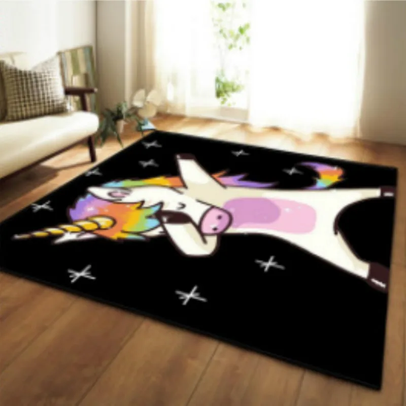Коврик с единорогом для гостиной, 3d ковер для спальни, современный детский Декор, для девочек, противоскользящий диван, большие коврики, одеяло для коридора