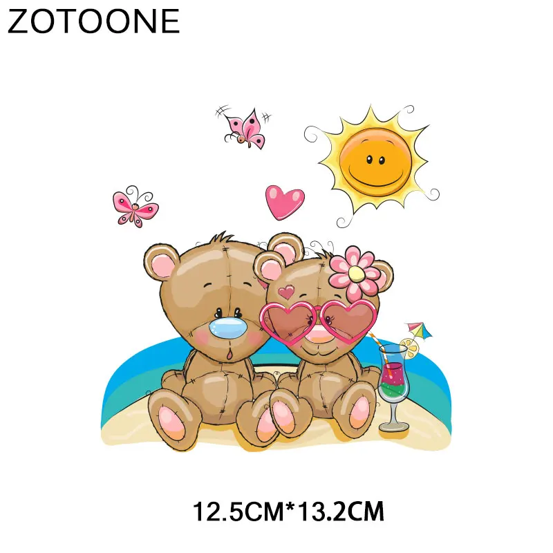 ZOTOONE, Мультяшные животные, медведь, кролик, обезьяна, железные нашивки для одежды, футболки, Аппликации, Термоаппликации