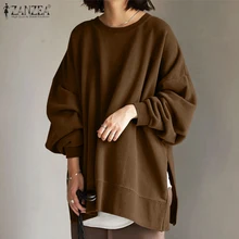ZANZEA-Sudadera holgada de manga larga para mujer, suéter informal con capucha, ropa de calle para Otoño e Invierno, 7