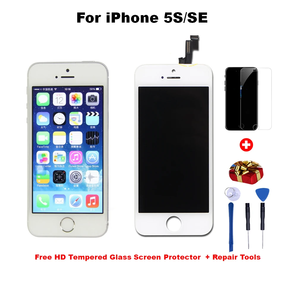 

LCD Display For iPhone 6 7 8 6S Plus Touch Screen Replacement For iPhone 5S No Dead Pixel+Tempered Glass+Tools AAA+++