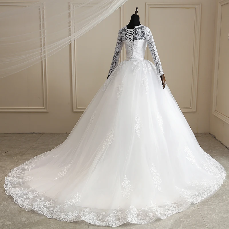 Свадебное платье Mrs Win, новое бальное платье принцессы с длинным рукавом и коротким шлейфом, роскошное кружевное свадебное платье, платья больших размеров