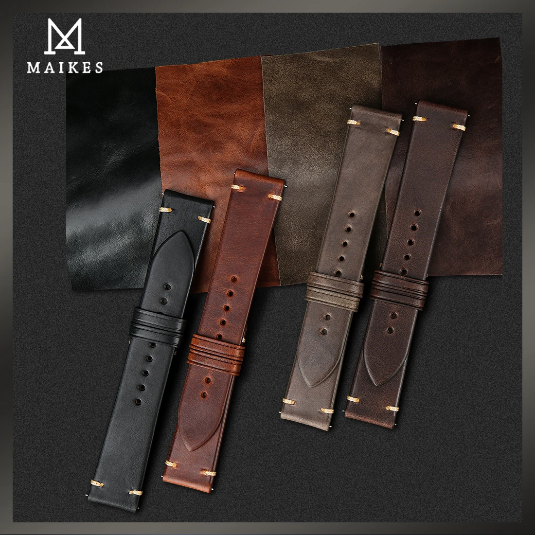 MAIKES Quick Release Watch Band Italy Vegetable Tanned Leather  For Huawei Galaxy Watch 22mm Cow Watch Bracelet Leather Strap