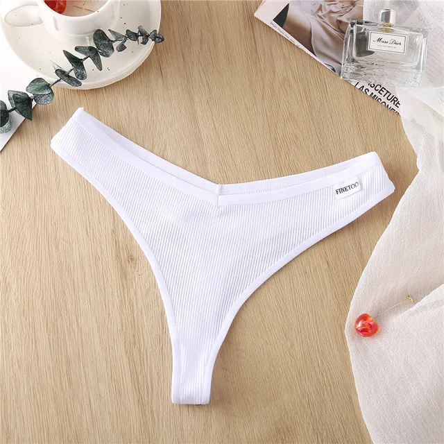 FINETOO Cotton Thongs Women Sexy V Waist G-String Comfortable Striped Thong  Panties Women T-back Underpants M-XL Female Bikini - Price history & Review, AliExpress Seller - finetoo Official Store