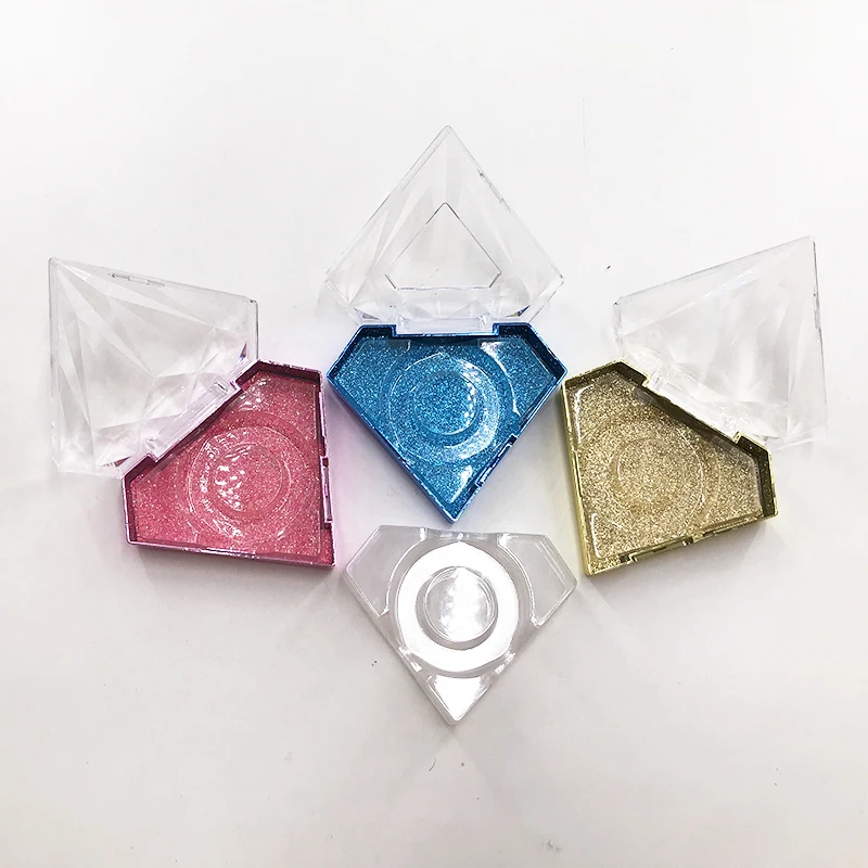 

diamond false eyelash packaging box blue pink mink eyelashes case empty diamond box with tray