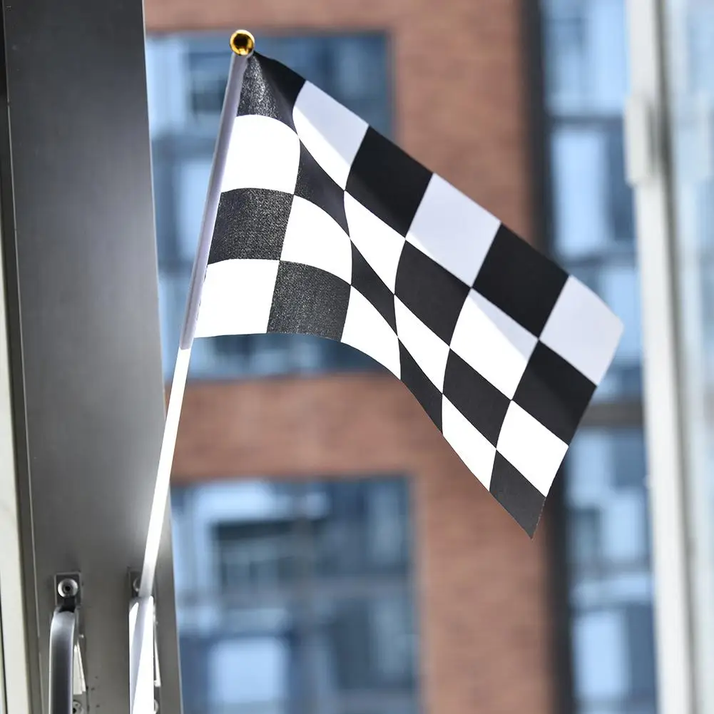10 шт./упак. 8th черно-белый квадрат ручной флаг 14*21 см Racer Развевающийся Флаг Гоночный флаг и баннеры декоративные спортивный автомобиль флаг