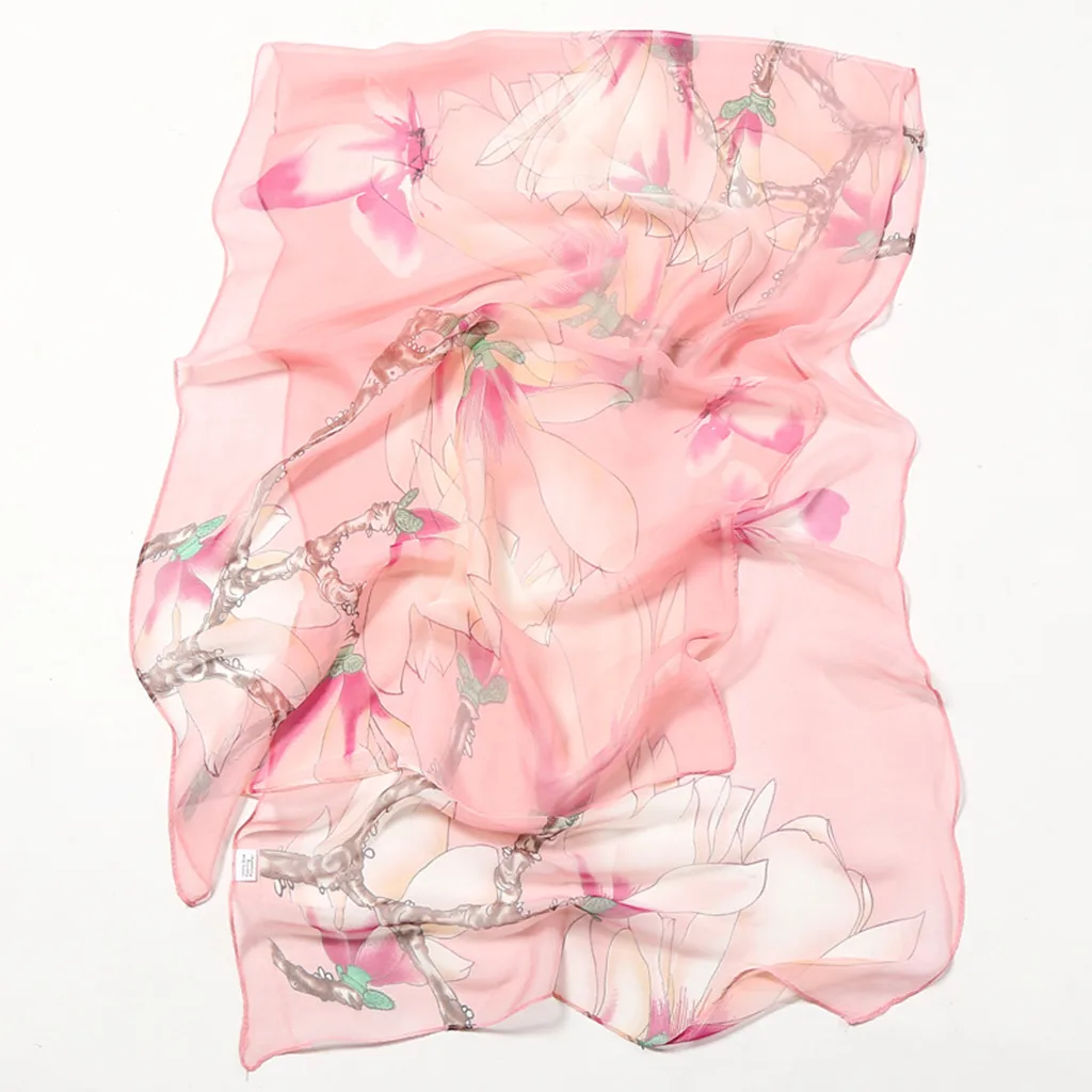 Новые модные шарфы женский цветочный принт длинный мягкий шарф имитация шелка элегантный платок шарфы на продажу# Nu