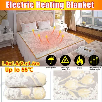

220V Waterproof Electric Blanket Flower Flannel Timming Electric Heating Blanket Bed Heated Pad Carpet Winter Warming