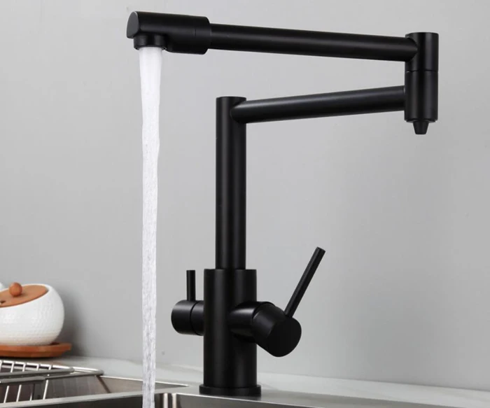 

Kitchen Faucet Drinking Water Single Hole Black Hot and cold Pure Water Sinks Deck Mounted Mixer Tap