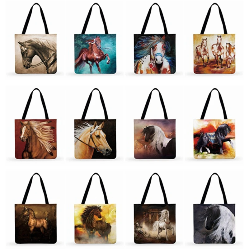 Ladies Shoulder Bag Steed Art Print Tote Bag Women Casual Tote Luxury