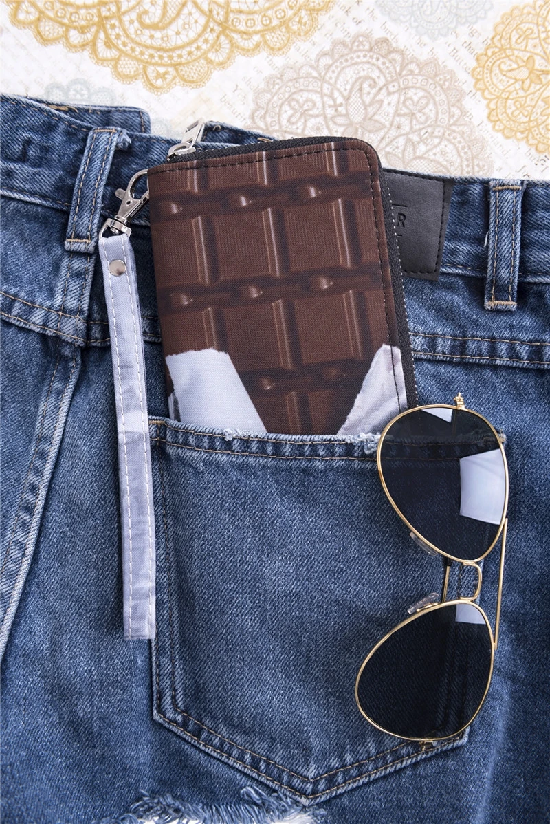 Шоколадный бумажник с 3D принтом, женские кошельки, carteira masculina CHILL SKILL, модный кошелек, мужской браслет, cartera monederos