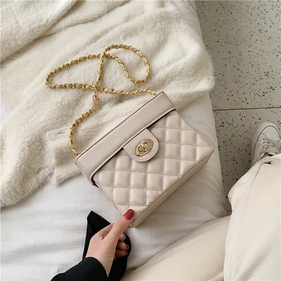 Сумки через плечо для женщин, сумки на цепочке, клатч, роскошные маленькие квадратные сумки, дизайнерская сумка через плечо, сумка-мессенджер - Цвет: white