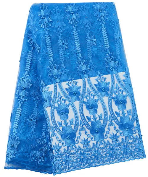 blue Нигерийские кружева, ткань для невесты, африканская красная бисерная кружевная ткань, французский тюль, кружевная ткань для свадебной вечеринки - Цвет: blue