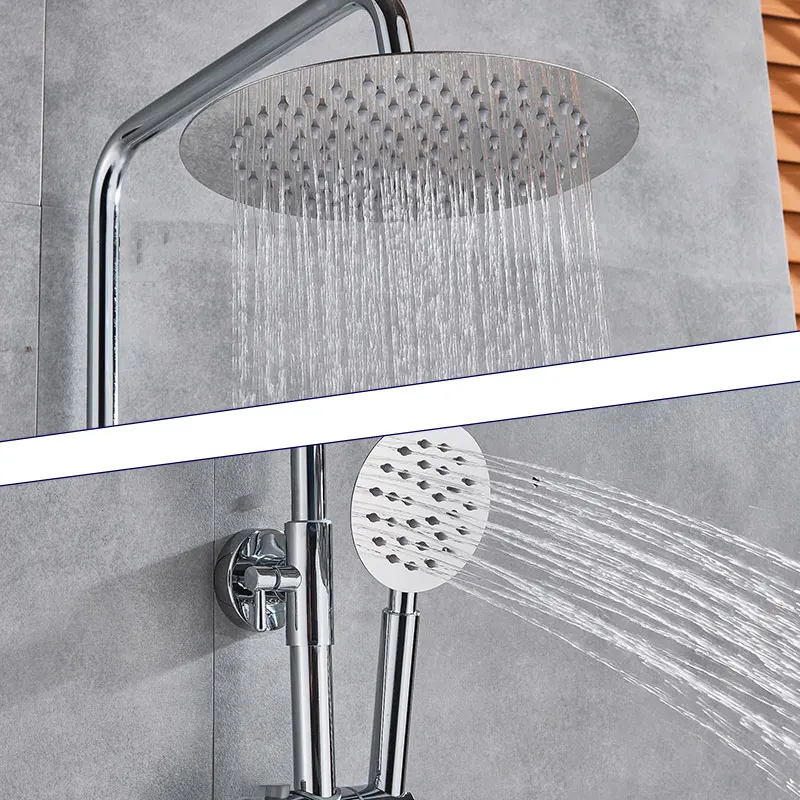 Chrome Thermostatic Shower Set Bathroom Mixer Shower Systems Wall Mount 38 Degree Control 8 &ldquo; Rainfall Head shower head bathroom shower faucet set thermostatic mixing valve
