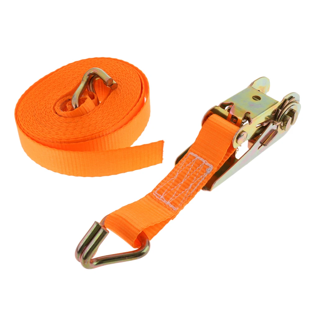 2Pieces Heavy Duty 6m 25mm Ratchet Tie Down Strap Webbing w/ Double J Hooks