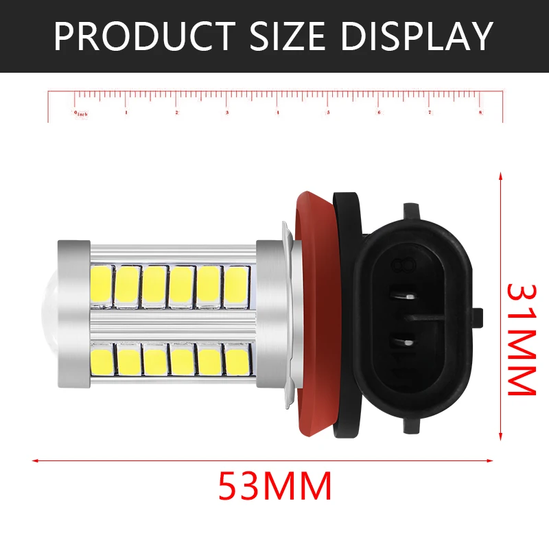 1 шт. H11/H8/H9 светодиодный чистый белые Противотуманные фары супер яркий 5630 33 SMD DC12V авто белый/голубой лед DRL лампа Поворотная сигнальная лампочка