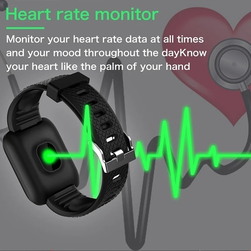 Спортивные Смарт-часы 116 плюс умный Браслет пульсометр Монитор артериального давления водонепроницаемый браслет трекер фитнес Смарт-браслет