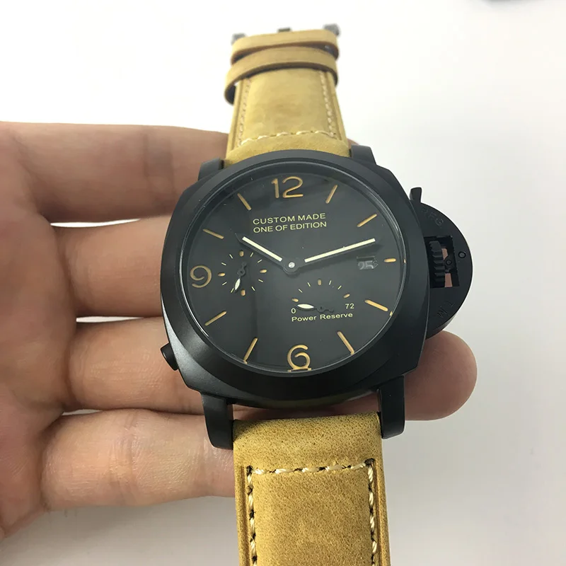 Мужские часы GMT 44 мм 1950 автоматический 00441 машинный кожаный ремешок светящийся чехол запаса хода военные водонепроницаемые часы A1