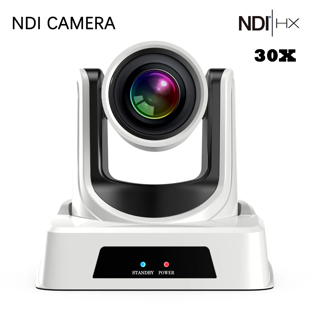 NDI Camera White 30x Optics Zoom SDI+HDMI+IP Streaming Outputs POE Supported High speed PTZ