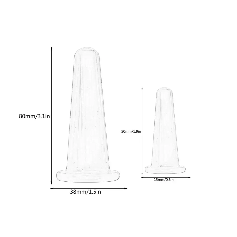 Silicone Massage Cupping Set 2 Facial Cups & 2 Mini Facial Cups Body Massage Helper Skin Care for Face Neck Back Eyes