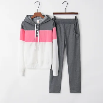 

Splice 2020 New Design Fashion Hot Sale Suit Set Women Tracksuit Two-piece Style Outfit Sweatshirt Sport Wear