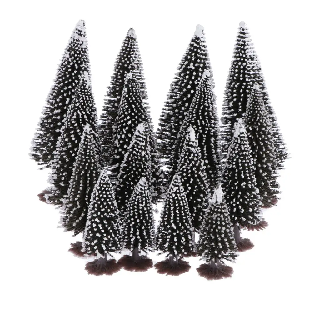 16x Tree Scenery Model Mixed for Model Train Railway Architecture Diorama DIY Scenery Landscap, 6cm/2.36 inch -12cm/4.72 inch