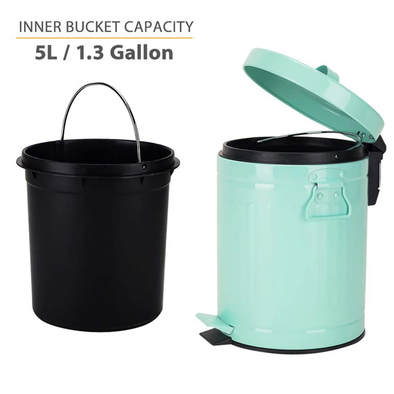 Bathroom Trash Can with Lid, Trash Can for Bedroom Office Suitable for Bathroom, Bedroom, Office, Desk, 5 Liters