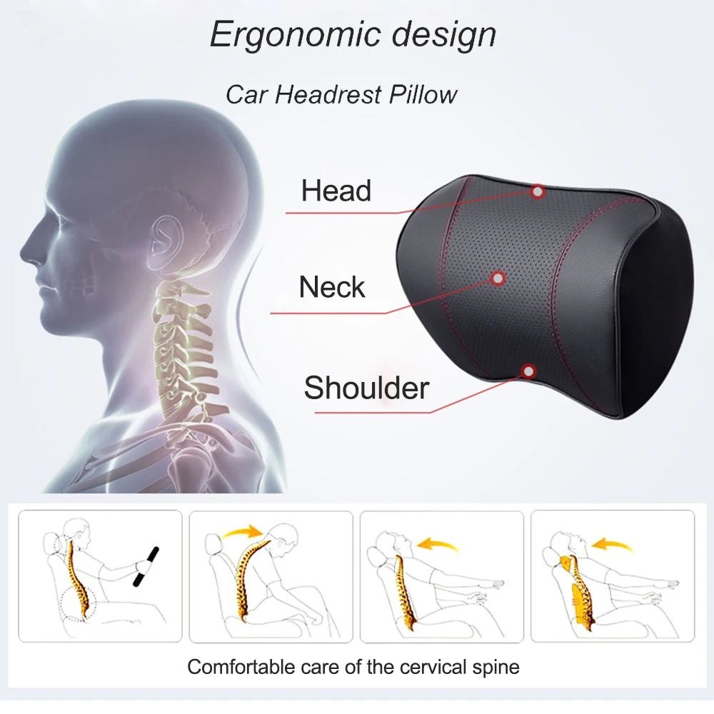 JINSERTA искусственная кожа автомобильная подушка для шеи Автоматическая спинка для сиденья Поддержка головы Поясничный Отдых Подушка для путешествий подголовник для универсального автомобиля аксессуары