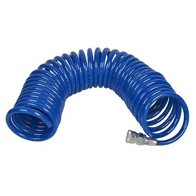 

9m 29.5Ft Polyurethane PU Recoil Pneumatic Spiral Hose Tube 10mmx6.5mm Blue