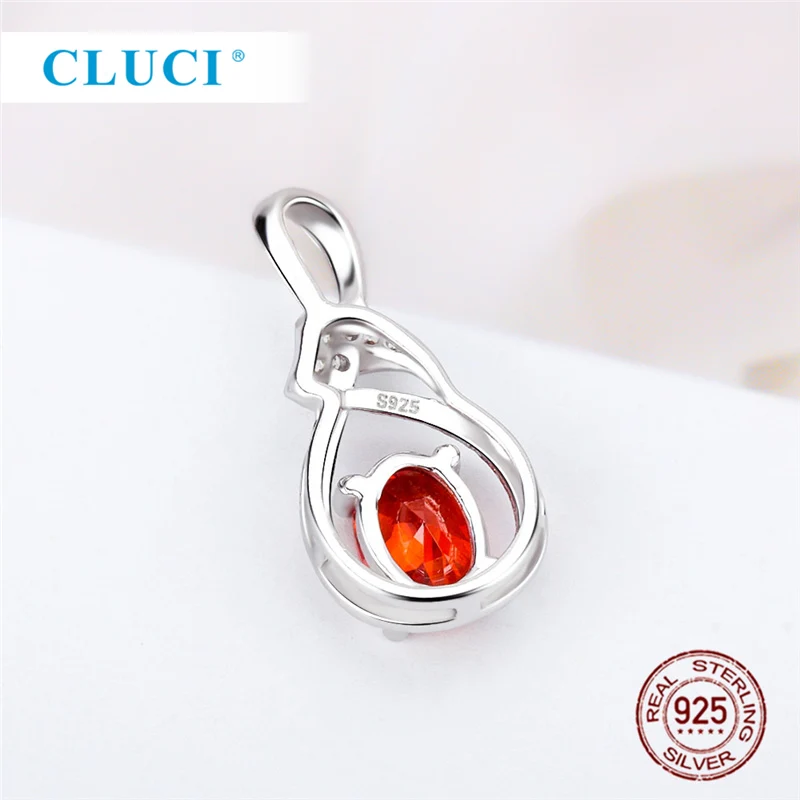 CLUCI Серебро 925 Красный овальный кулон подарок для женщин день святого валентина стерлингового серебра подвески