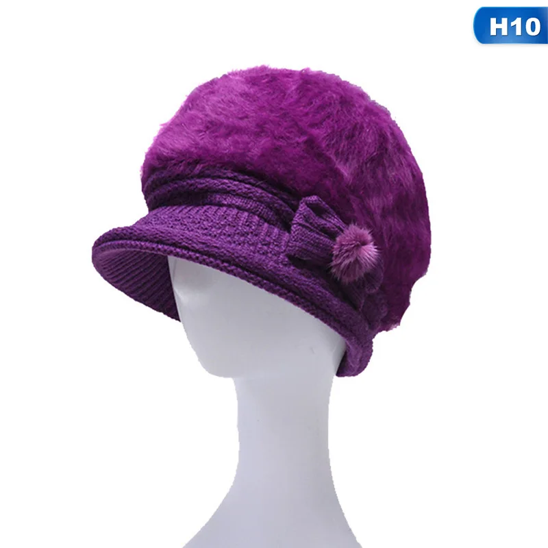 Новинка, женская зимняя шапка, теплые шапки, флисовые вязанные шапки для женщин, шапка из кроличьего меха, осенняя и зимняя модная женская шляпа - Цвет: 10