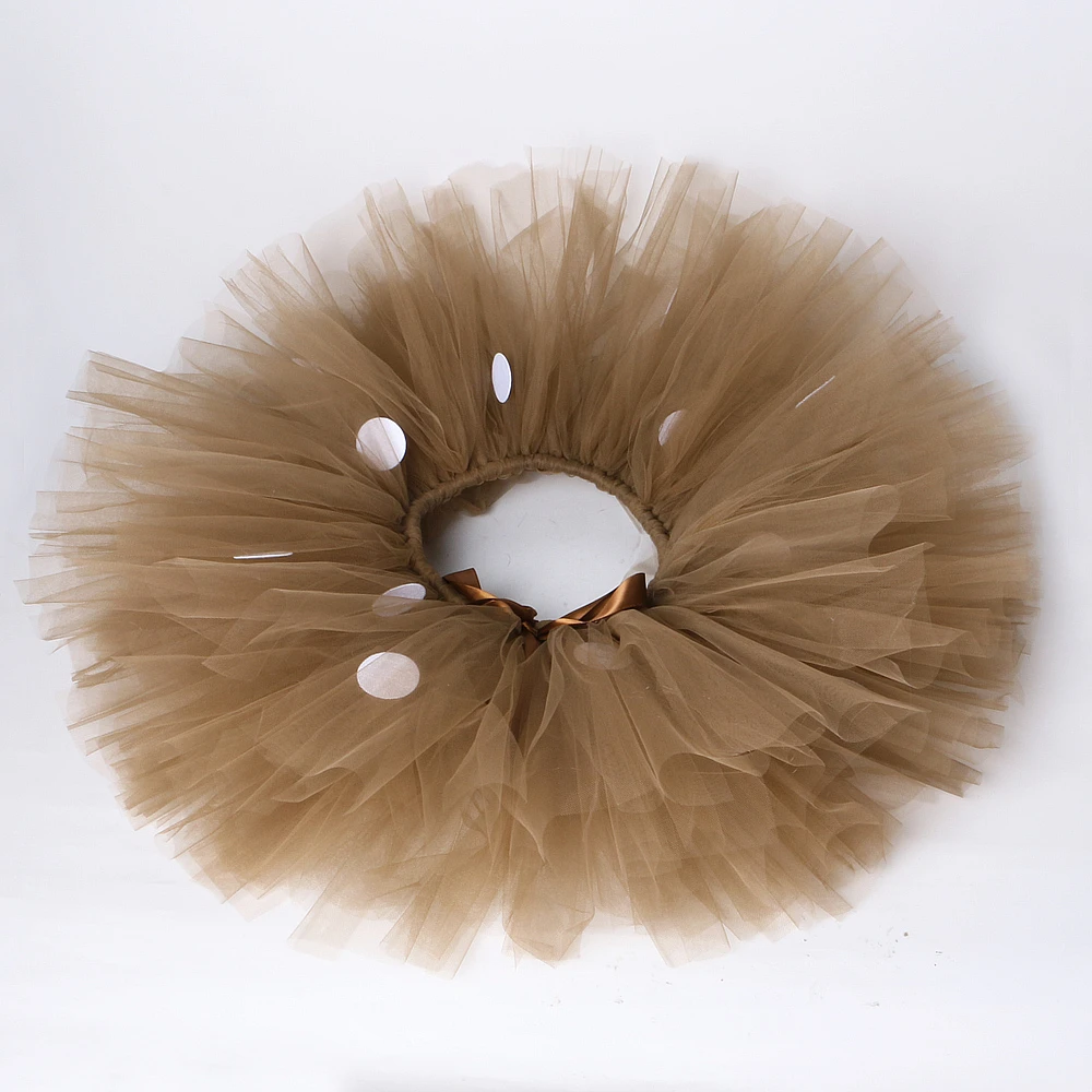 Fluffy Brown Deer Girl Tutu Skirt Christmas Costume Kids Reindeer Tulle Skirt For Halloween Carnival Children Outfit 1-14 Years ballet tutu skirt children skirts