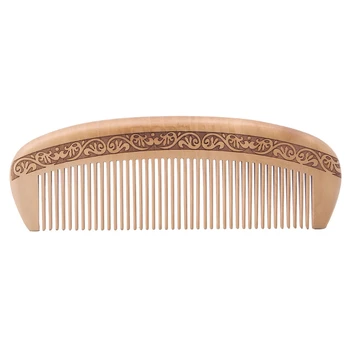 

Natural Wide Tooth Peach Wood Healthy No-static Massage Hair Wooden Comb 896D