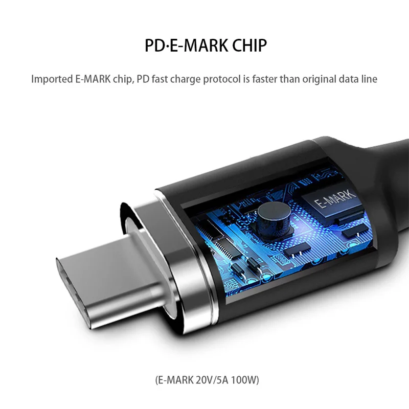 Type-C к USB C магнитной быстрой зарядки данных 1,8 м USB-C кабель 20 в/5A PD E-MARK 100 Вт для iPad MacBook Pro/Air 87 Вт адаптер для ноутбука