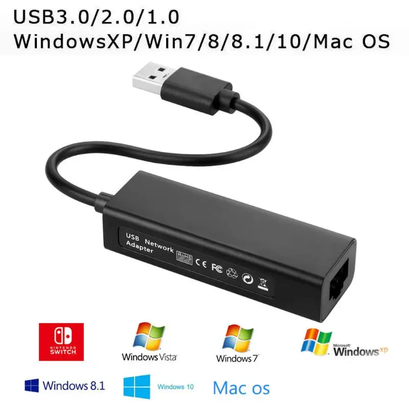Tarjeta de red USB 100 de 3,0 Mbps para Nintendo Switch/Wii