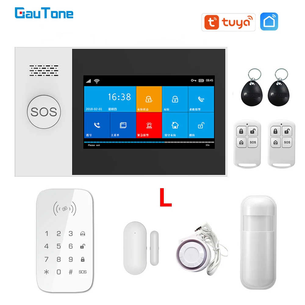 GauTone PG107 4.3inch Security Alarm Wifi GSM Alarm System for Home Support Tuya APP Call/SMS Remote Contorl 