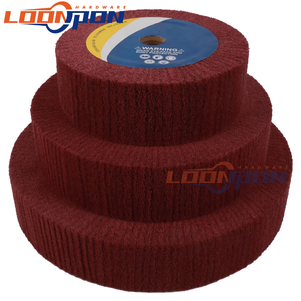 

150mm/200mm/250mm Non-woven Scouring Pad Sanding Wheel Thickness 25mm/50mm Red Or Green Flap Mop Polishing Wheel Disc