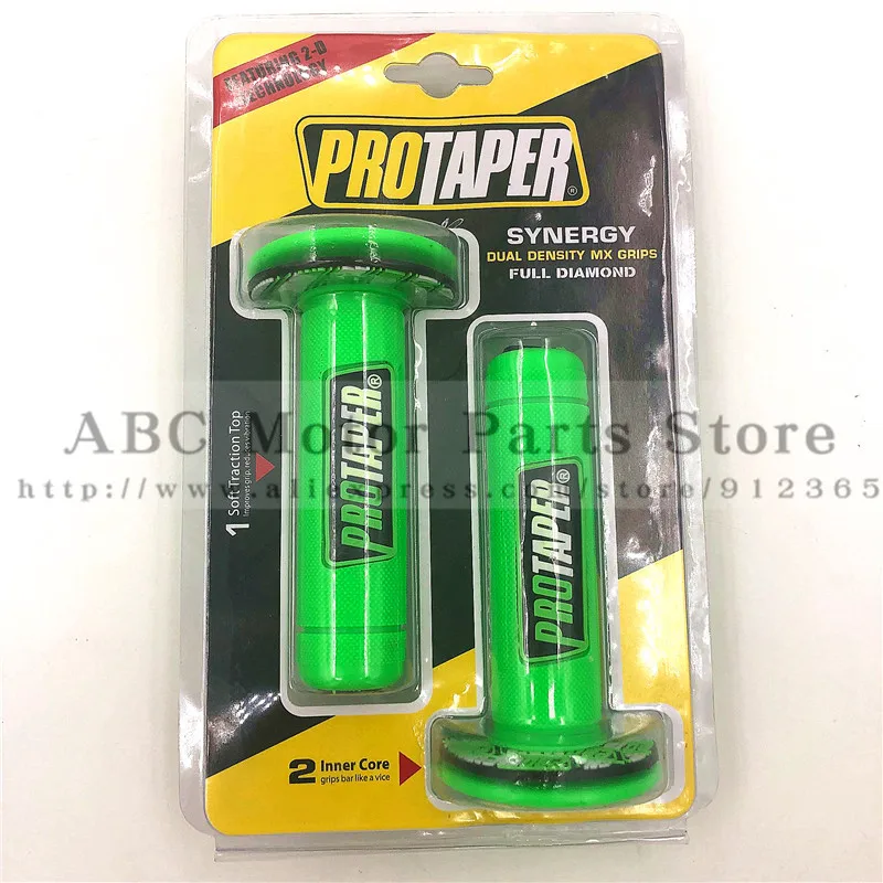 Рукоятка Pro taper для мотоцикла, красочный Protaper, Dirt Pit Bike, для мотокросса, 7/8 дюймов, руль, резиновый гель, рукоятки, Тормозные ручки - Цвет: Green B