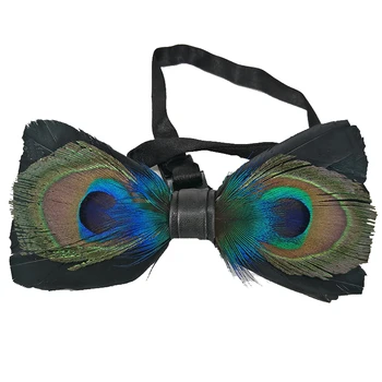 

Mens Luxury Peacock Design Feather Bow Tie Fashion Mens Wedding Hand Made Bow Tie Peacock Feather Style Bowtie With Gift Box