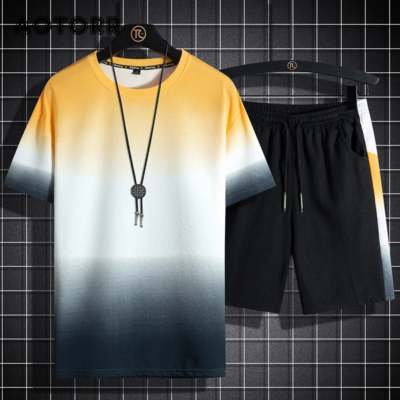 Conjunto de camiseta y pantalones cortos de gran tamaño para hombre, ropa deportiva de verano, camiseta + Pantalones cortos, chándal, ropa informal estilo Hip Hop 5XL 6XL 7XL