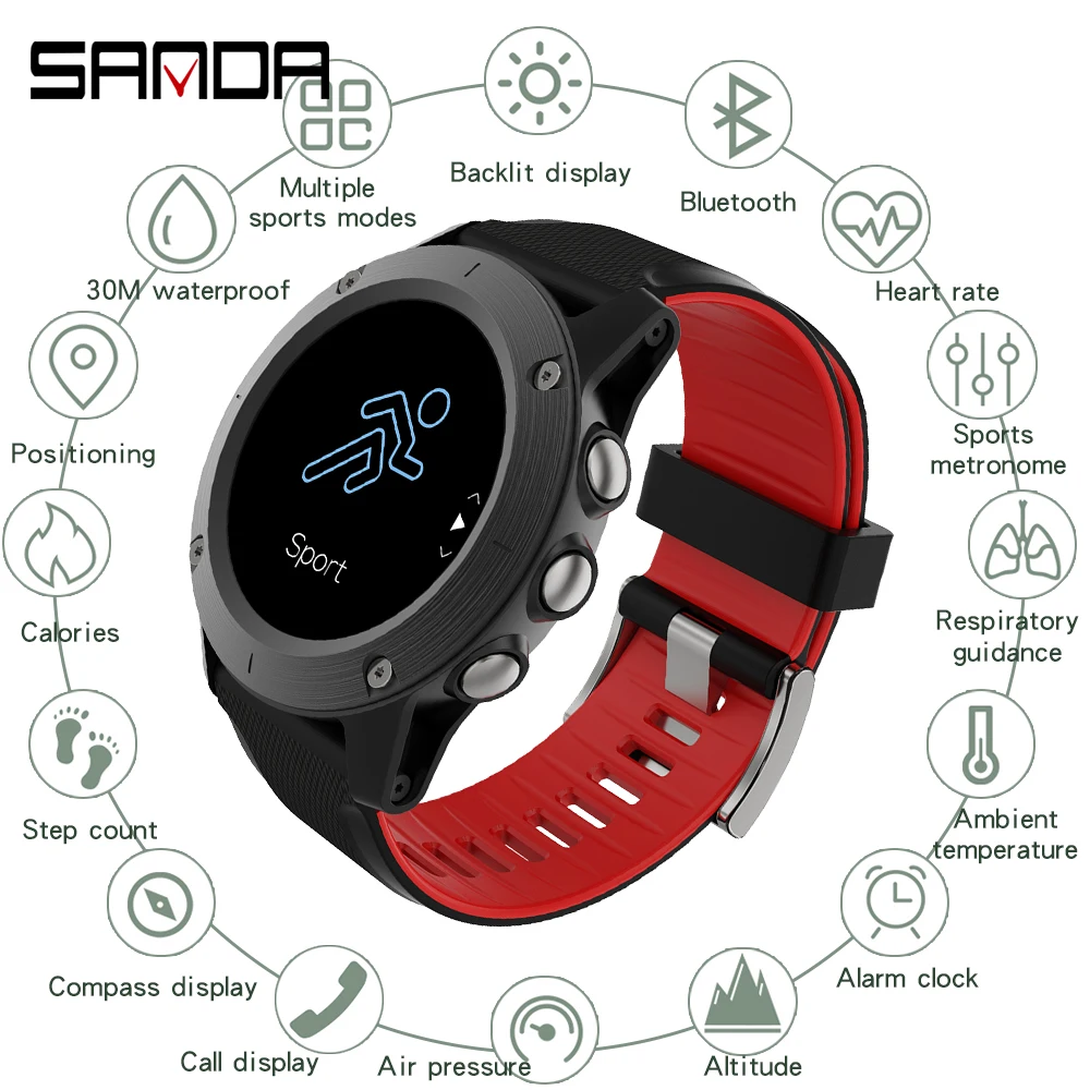 

SANDA Smart Watch Women Men Smartwatch For Android IOS Electronics Smart Clock Fitness Tracker Silicone Strap Digital watch Hour