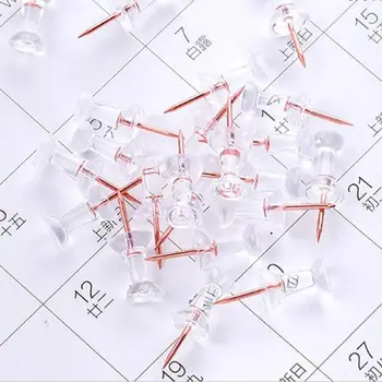 

100pcs Transparent Rose Gold Push Pins Thumbtack Board Pins Drawing Photo Studs
