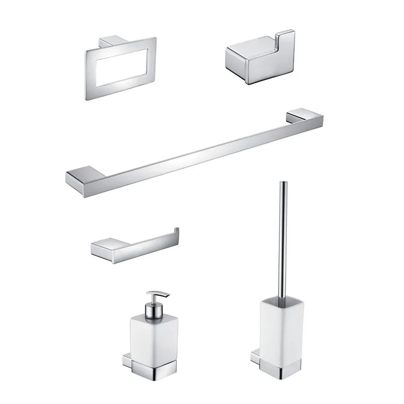 Aluminum Bathroom Accessories Sets Soap Wall Dispenser Ceramic Toilet Brush Holder Toilet Roll Paper Holder Robe Hook Towel Hold
