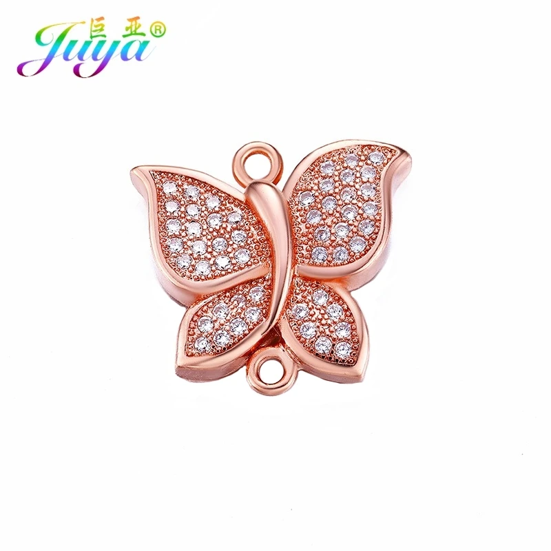 Rose Gold Juya DIY материал для бижутерии медь микро проложить Циркон Крылья Ангела листья с отверстиями для крепления подвески для ручной работы браслет серьги изготовление - Окраска металла: Rose Gold