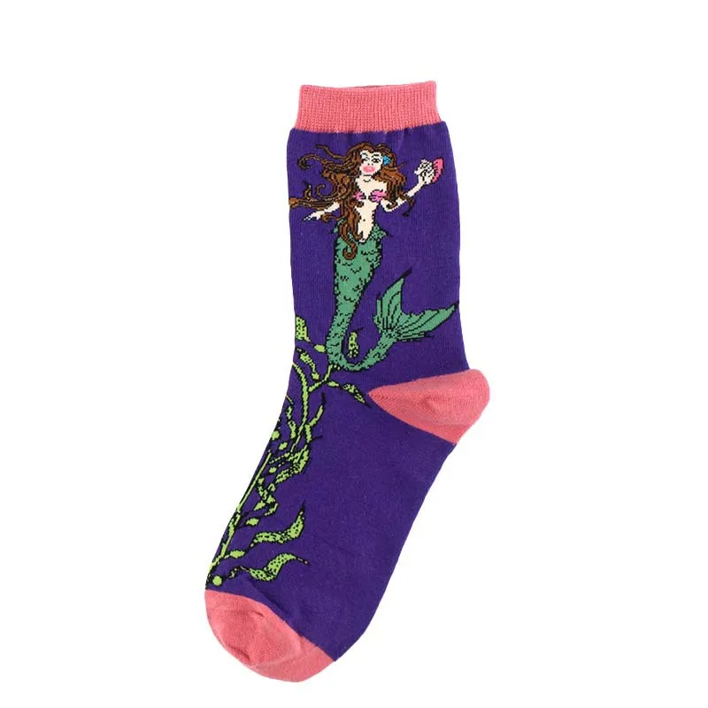 Mermaid Seaweed Взрослые Размеры, носки до середины икры, морская звезда, раковина, тропическая рыба, кальмар, Сокс, Жаба Гепард, Бабочка, Кит, Русалка, волк, золотой ретривер - Цвет: Mermaid Seaweed