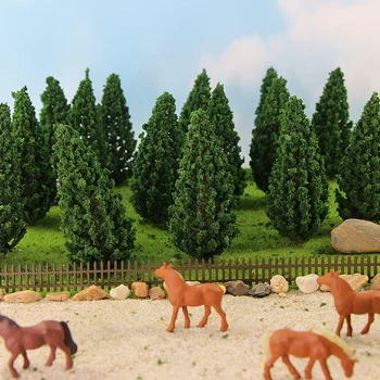 20pcs 1:75 Model Train Pine Trees Green For HO OO Scale Layout 85mm S9536
