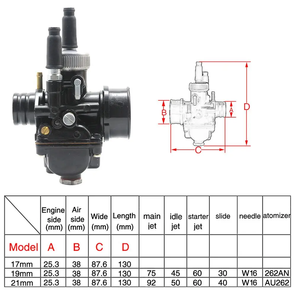 ZSDTRP PHBG 17/19/21 карбюратор DS 17 мм 19 мм 21 мм AD 17,5 мм 19,5 мм гоночный Карбюратор Carb для JOG50 JOG90 BWS100 RG50 DIO50-90