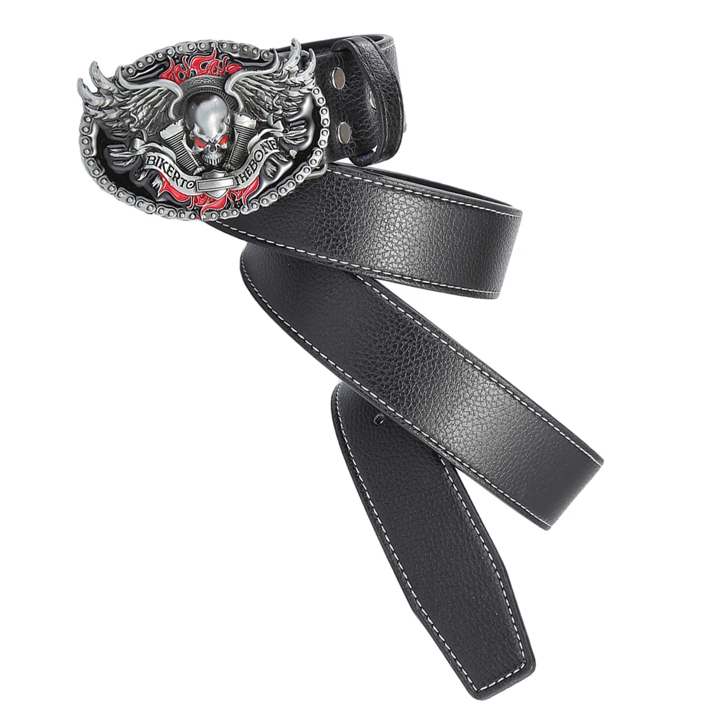 Retro Style Men Cowboy Leather Belt Hip Hop w/ Gothic Belt Buckle 120cm Pattern western style belts 